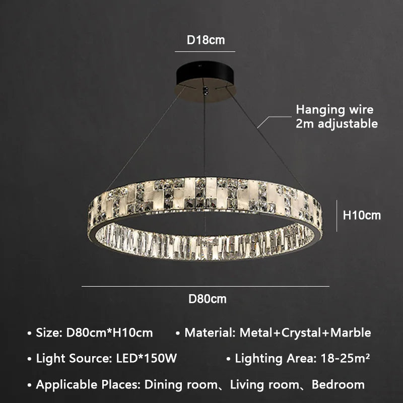 DecorBites™ Crystal Lustre Circle Chandelier LED Lights - Modern Luxury Minimalism décor