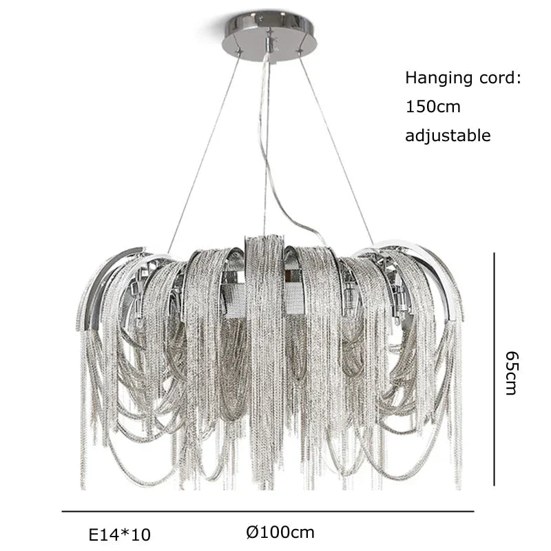 DecorBites™ Aluminum Chain Pendant Lights Postmodern Tassel Hanging Lamp for Dining Table