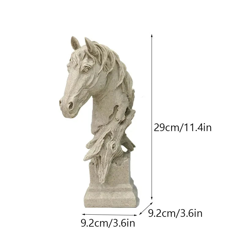 DecorBites™ Horse Head Statue Resin Sandstone Retro Animal Collection Home Decor Figurine