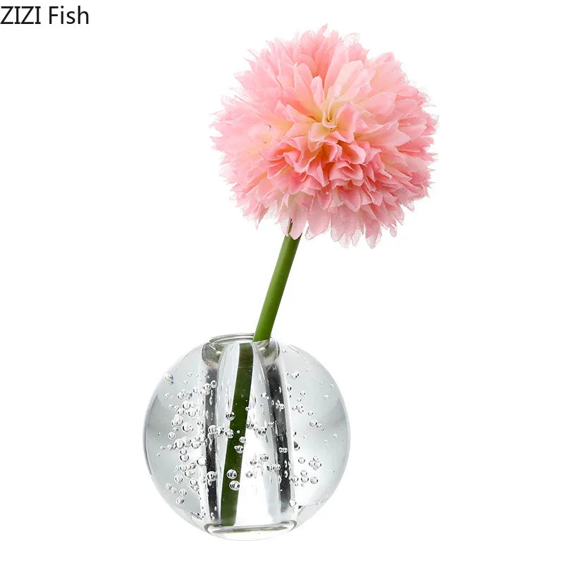 DecorBites™ Clear Glass Vase Flower Pot for Desk Decoration and Floral Arrangements