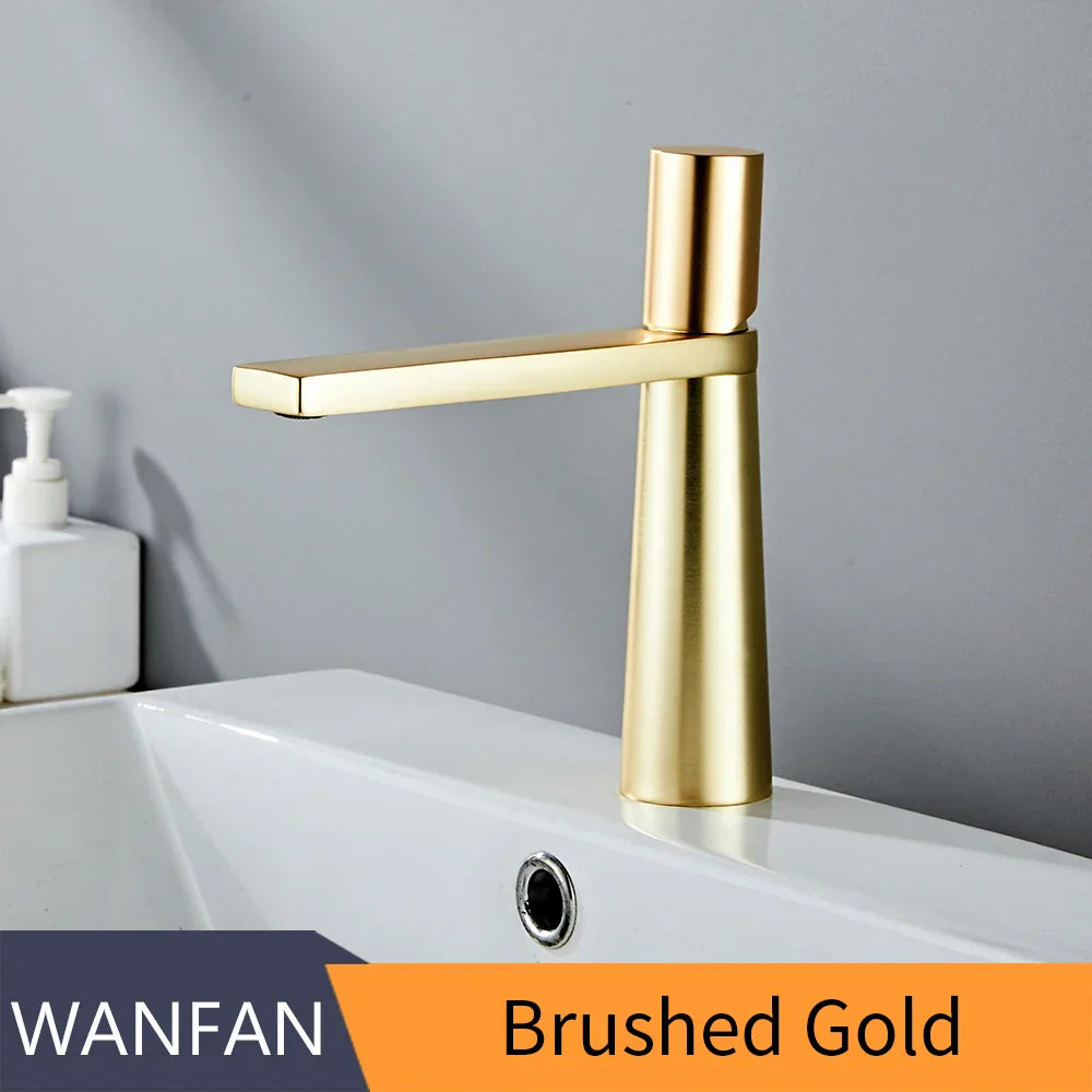 DecorBites™ Brass Bathroom Faucet Mixer Tap, Black/Gold Finish, Single Handle Hot/Cold Lavatory