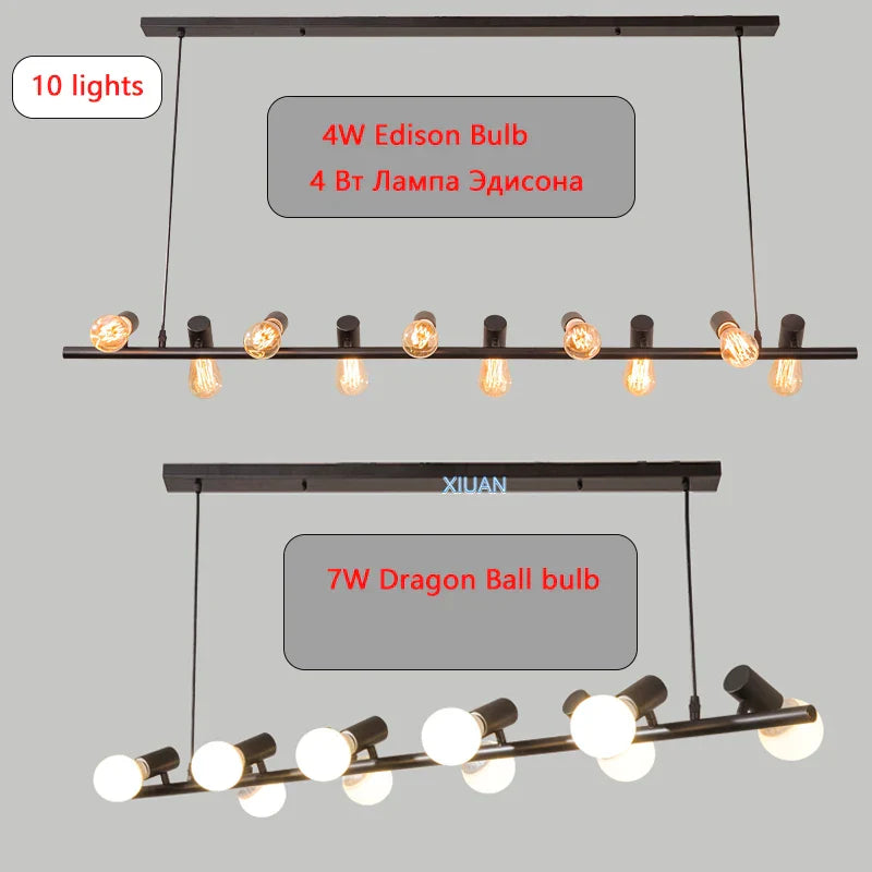 DecorBites™ Industrial Kitchen Island Chandelier Light for Living Room Dining Pendant Lamps E27