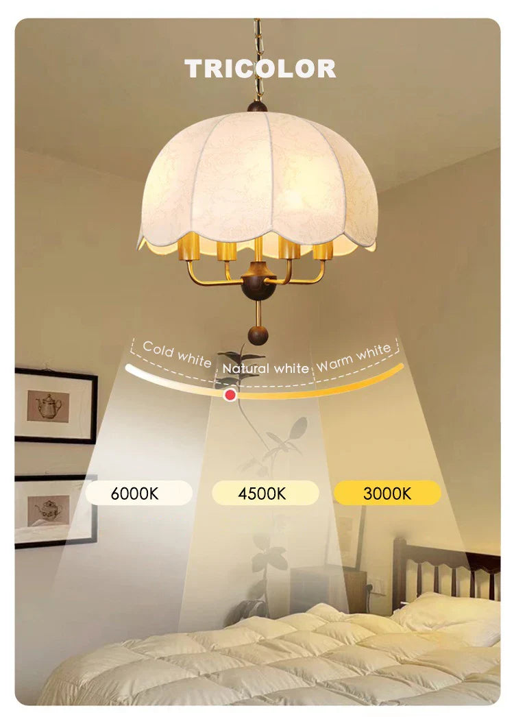DecorBites™ Korean Fabric Pendant Light for Bedroom Study Hotel Chandelier LED Lamp