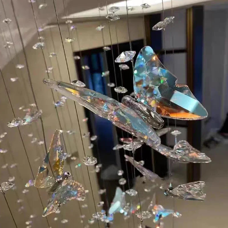 DecorBites™ Crystal Staircase Chandelier: Luxury LED Hanging Lamps for Modern Living Room