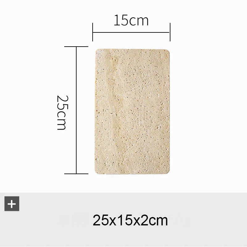 DecorBites™ Beige Travertine Marble Plate for Pastry Cheese Dessert Coffee & Bathroom Essentials