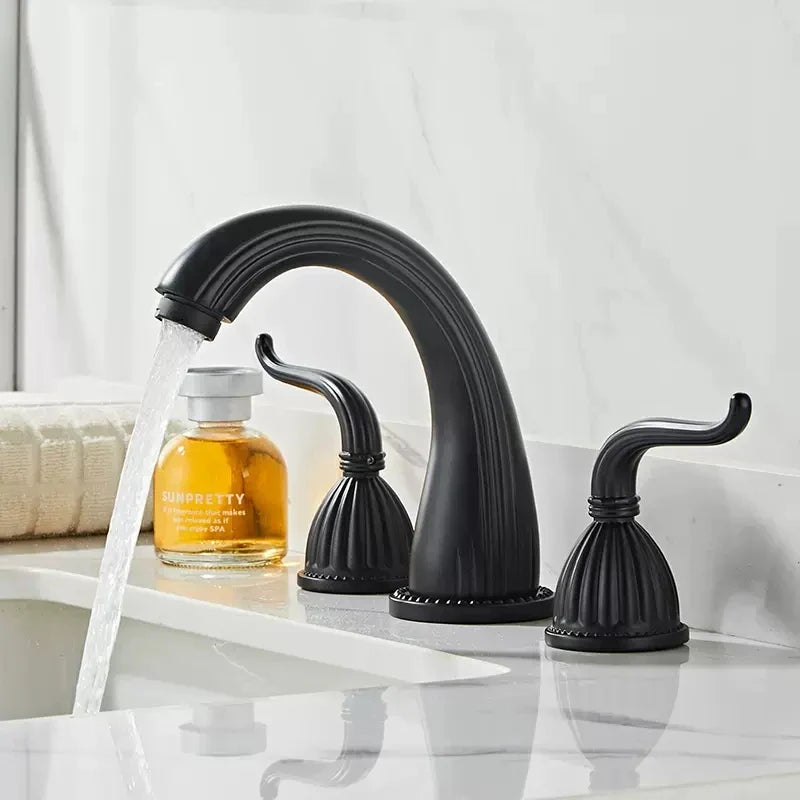 DecorBites™ Antique Brass Bathroom Faucet Set with Double Handles for Bathtub and Sink