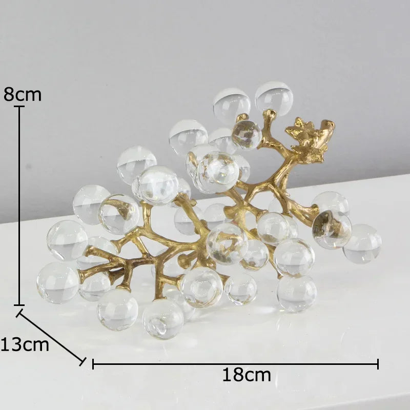 DecorBites™ Brass Crystal Grape Ornaments | Modern Desk Decoration Sculpture