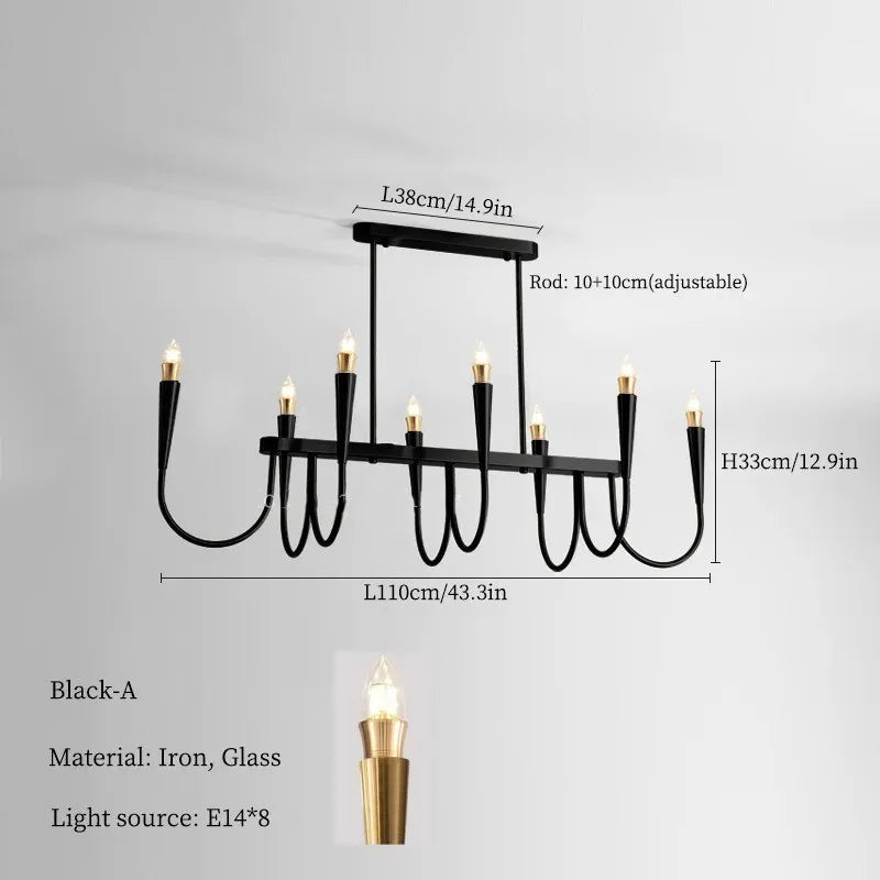 DecorBites™ French Style Black Pendant Light Luxury Led Chandelier Room Decor