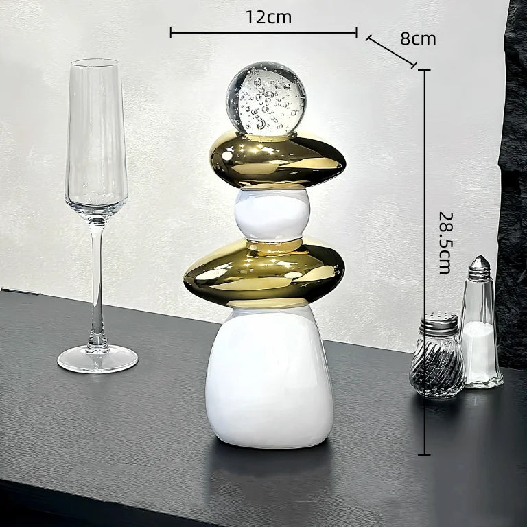 DecorBites™ Decorative Crystal Ball Statue Figurines for Home Decor - Geometric Stone Pile