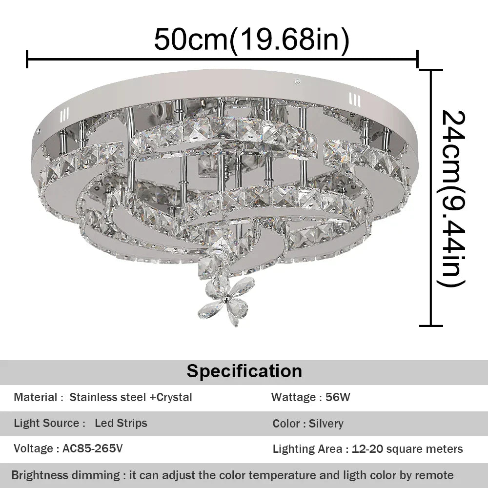 DecorBites™ Crystal Chandelier: Modern Dimmable LED Pendant Light for Living & Dining Rooms