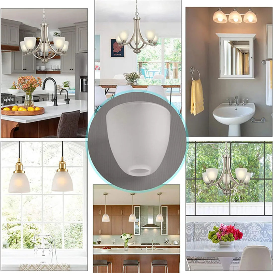 غطاء زجاجي مصنفر من DecorBites™ لمروحة سقف E27 E26 مصباح حائطي معلق