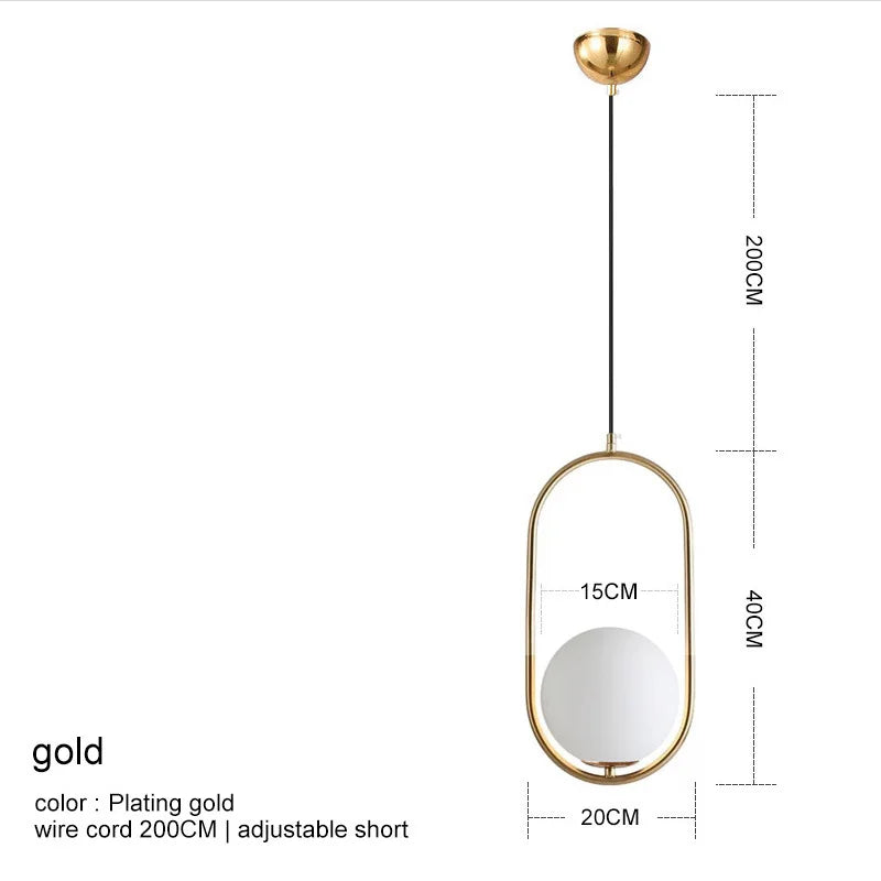 Lámpara colgante de bola de cristal DecorBites™: Elegante lámpara de comedor, acabado dorado