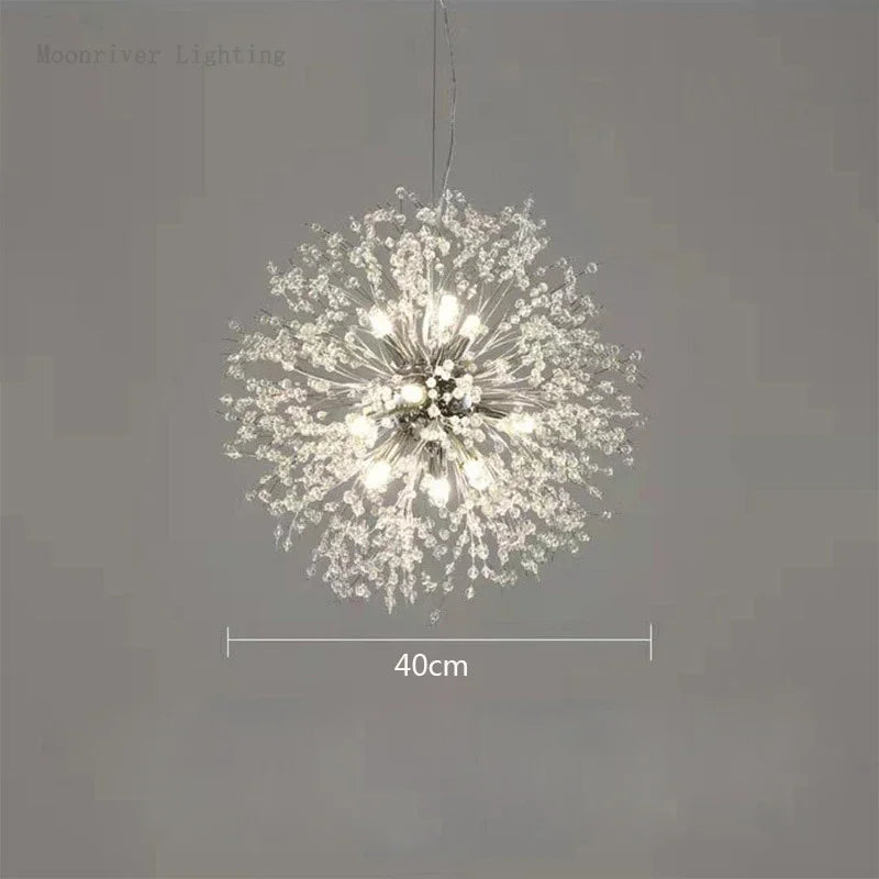 DecorBites™ Dandelion Crystal Chandelier: Modern Nordic Style LED Pendant Light for Living Room