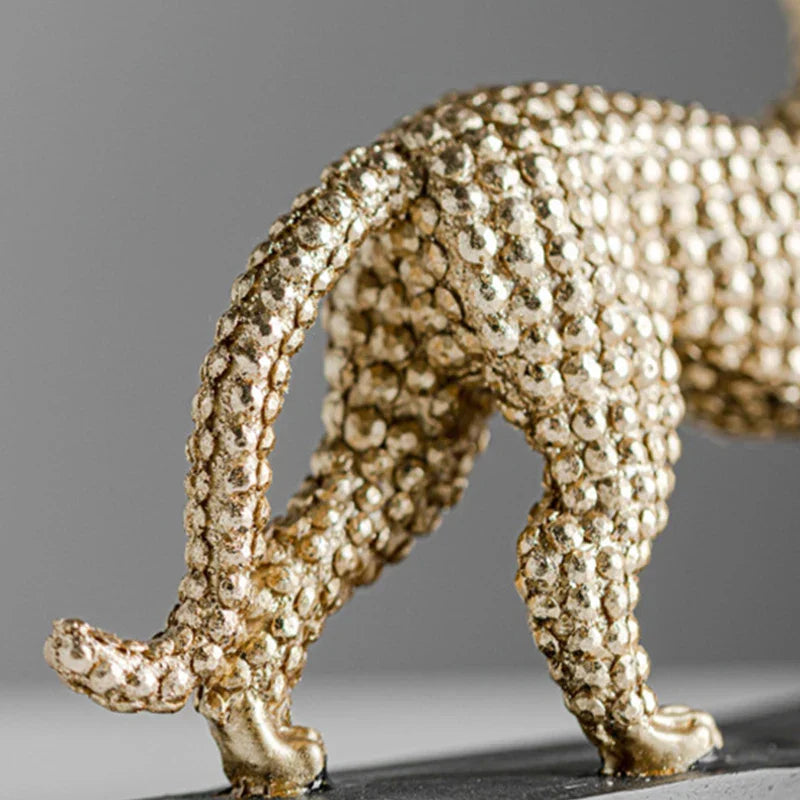 DecorBites™ Golden Leopard Resin Figurines for Interior Decor