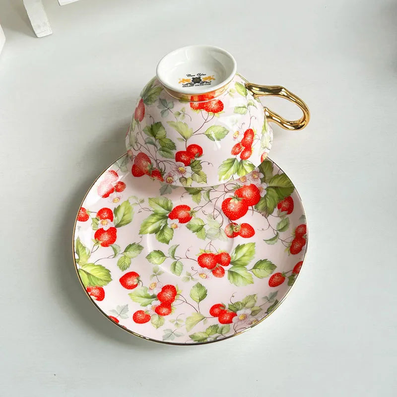 DecorBites™ Flowers Pattern Porcelain Coffee Cup & Saucer Set - Exquisite Tea & Juice Mug