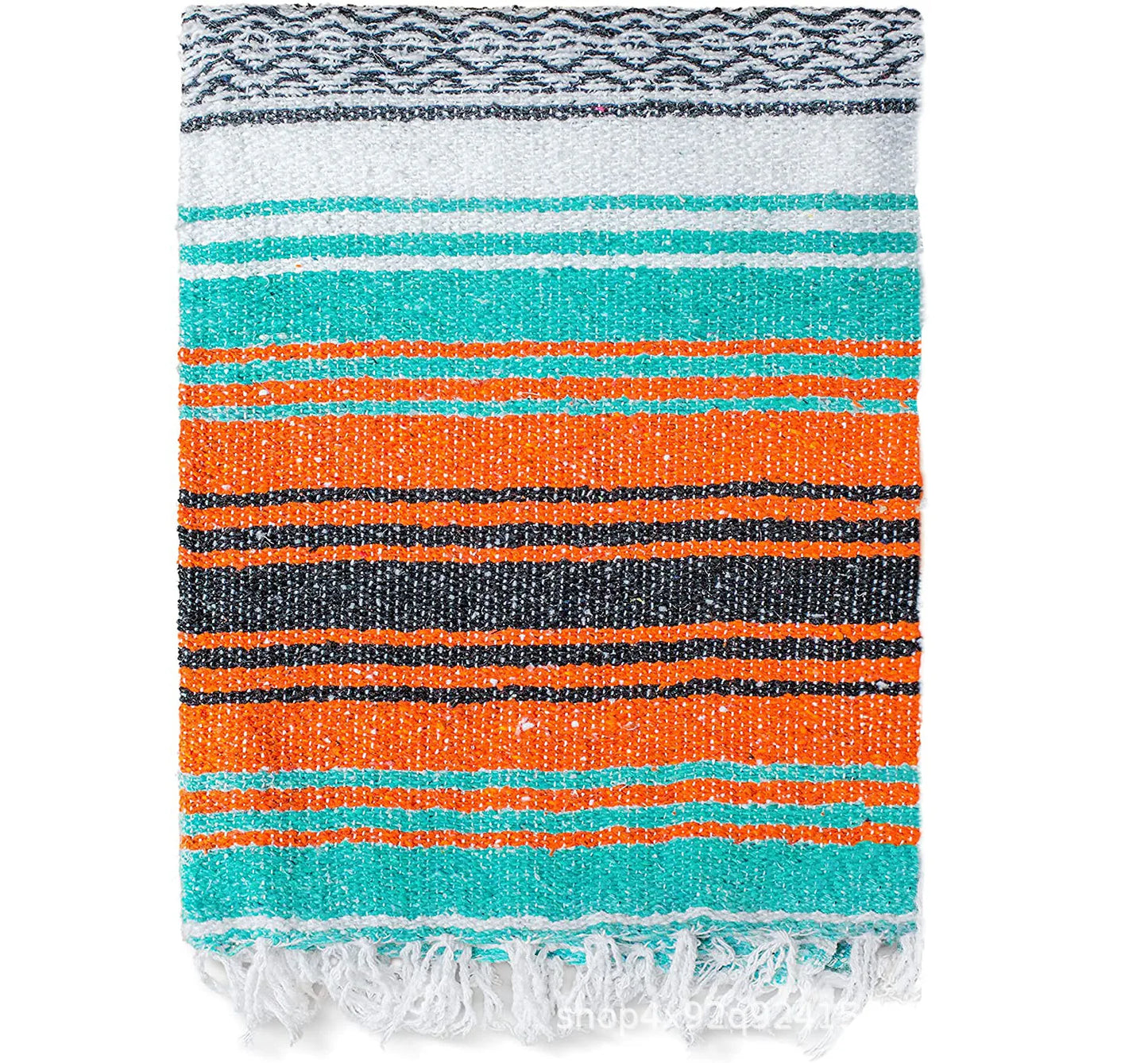 DecorBites™ Handwoven Mexican Blanket - Multicolor Geometry Beach Shawl