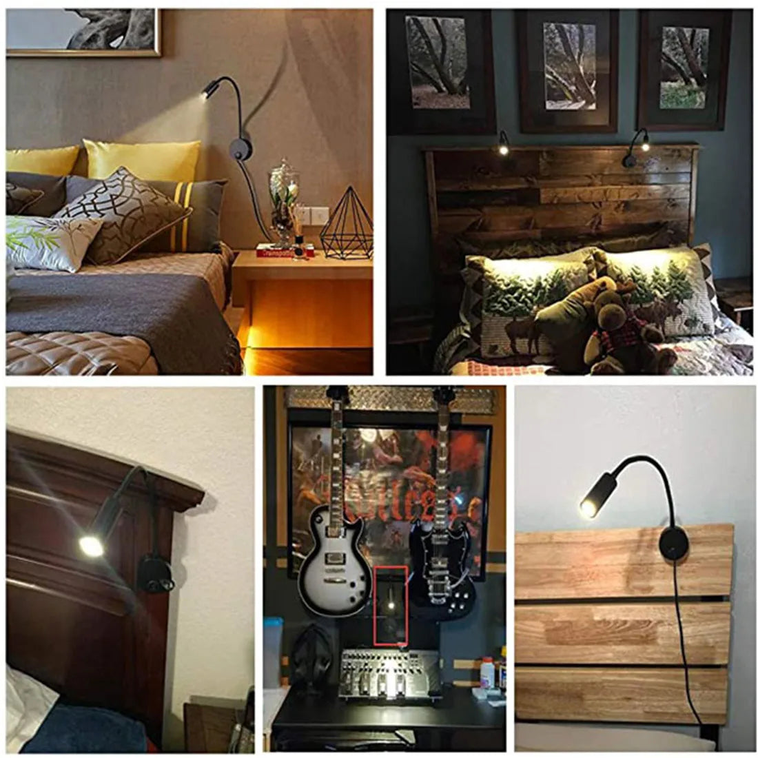 Juego de lámparas de pared LED DecorBites™: 2 apliques de pared de 3 W y 4000 K con enchufe para cabecera de cama o mesilla de noche.