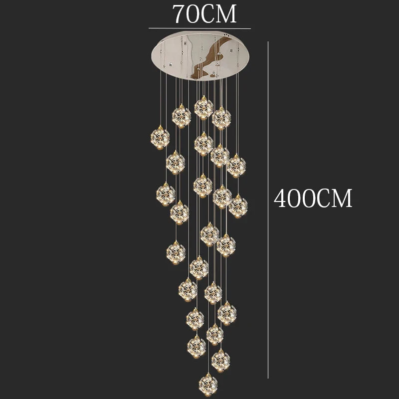 DecorBites™ Crystal Chandelier Stair Pendant Lamp Living Room Interior Lighting