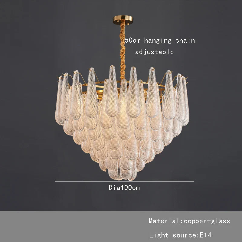 DecorBites™ Gold Glass Pendant Light for Dining Table & Hotel, Modern Foyer Ceiling Lamps