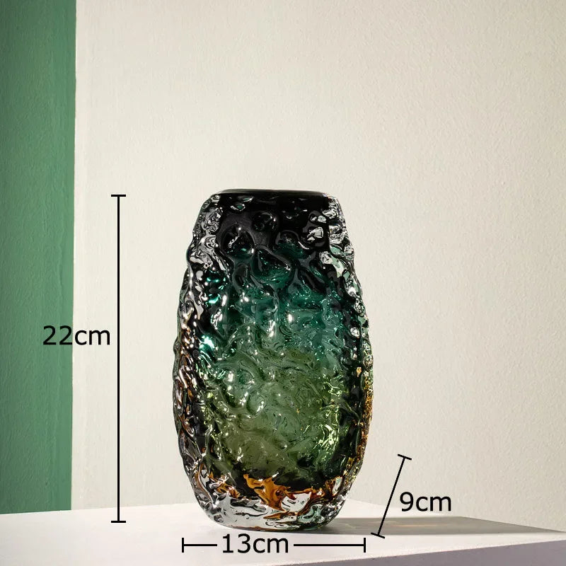 DecorBites™ Deep Green Glass Vase: Elegant Hydroponics Floral Table Decoration
