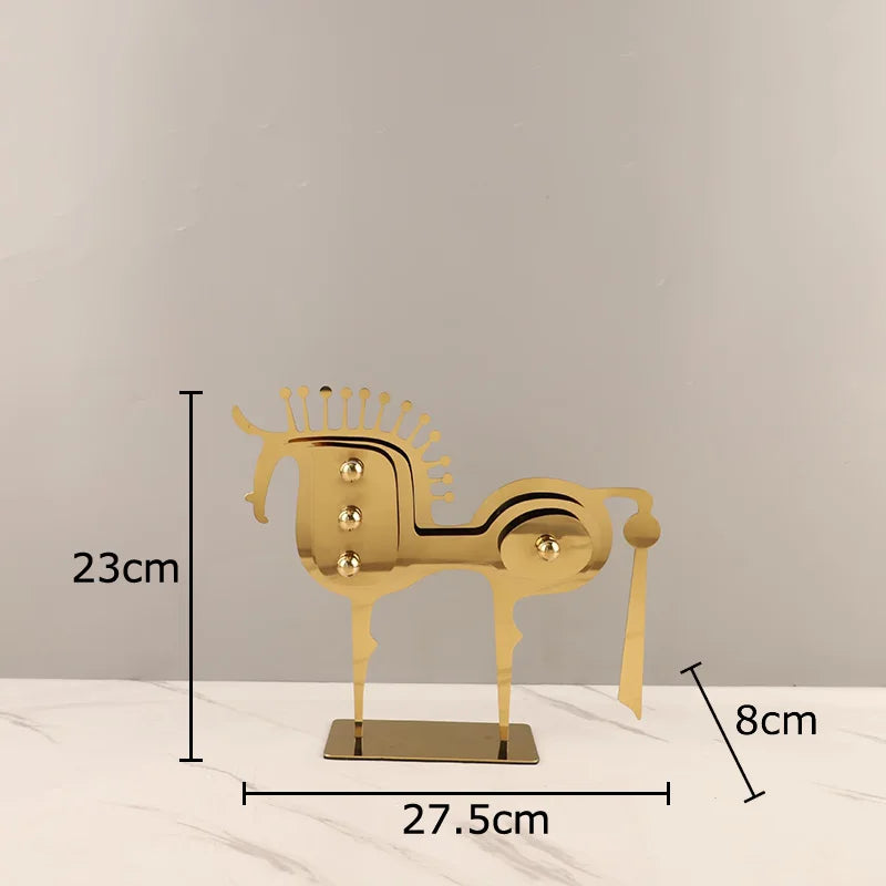 DecorBites™ Golden Horse Metal Animal Sculpture Desk Ornament
