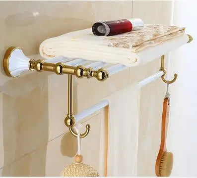DecorBites™ Bathroom Accessories Set: Gold Finish Paper Holder, Towel Bar, Soap Holder, Towel Rack & More