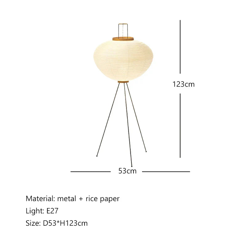 Lámpara de suelo de papel de arroz Wabi Sabi hecha a mano Decorbites™ para decoración de hogar vintage nórdico