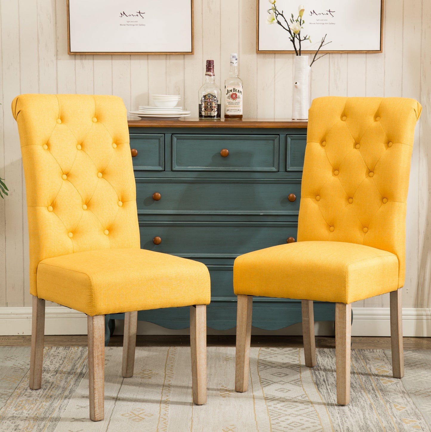 Soren - Nordic Mid-Century Dining Chair Set of 2 Tan Accent Chairs for Living Room