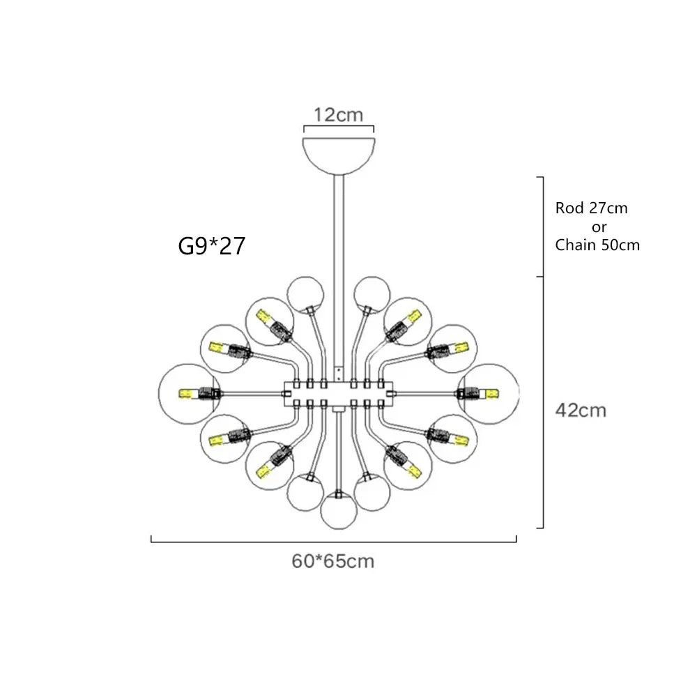 DecorBites™ Glass Bubble Ceiling Chandelier LED Living Room Bedroom Decor Minimalist Hanging Lamp