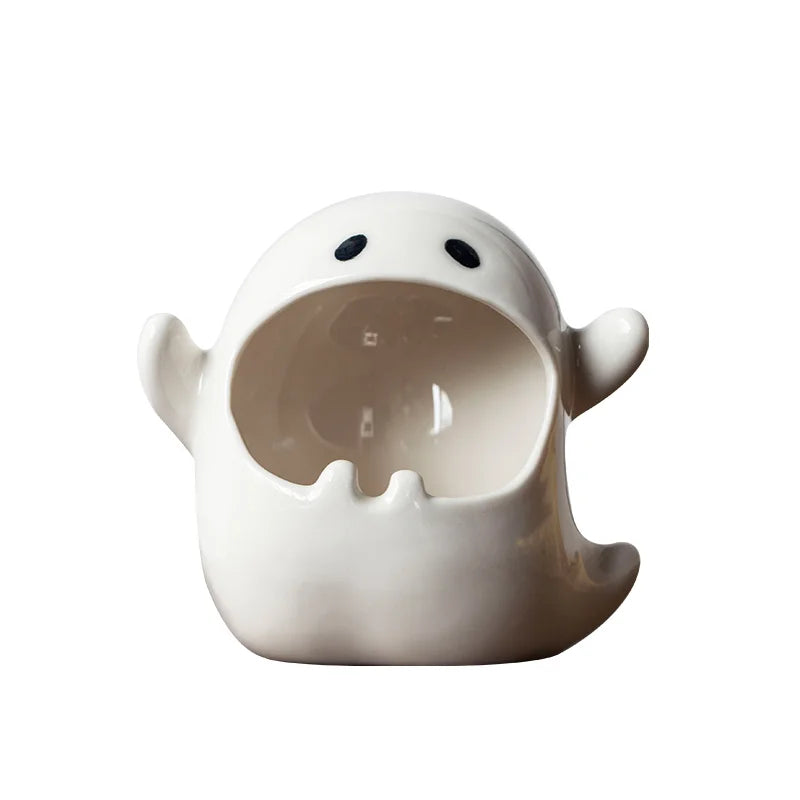 DecorBites™ Muñecas de Halloween con forma de genio fantasma, cenicero de porcelana, decoración de escritorio de cerámica para puros