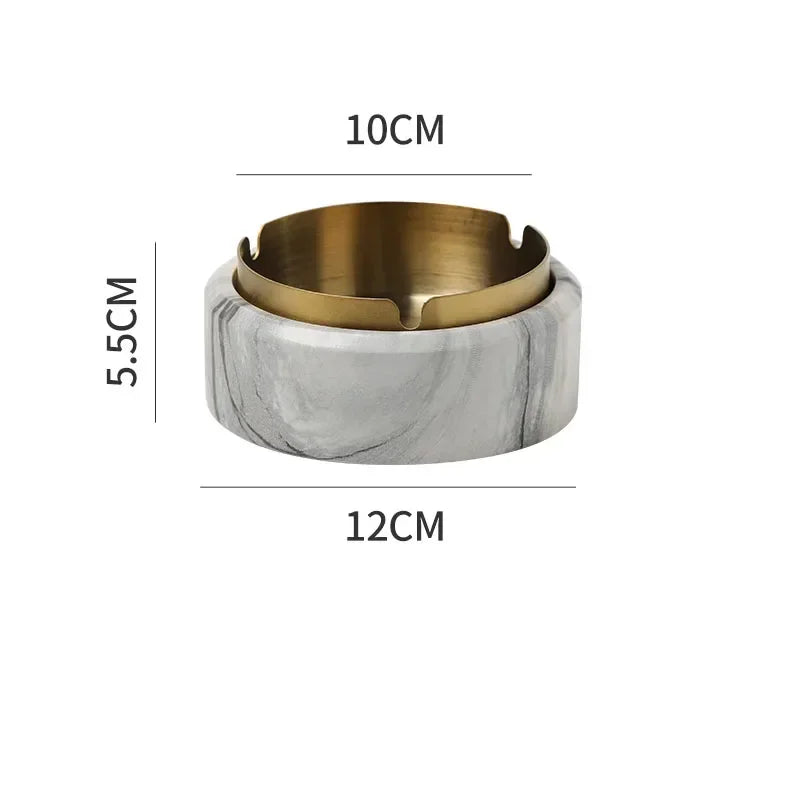 Cenicero DecorBites™ con textura de mármol chapado en oro - Accesorios para fumar