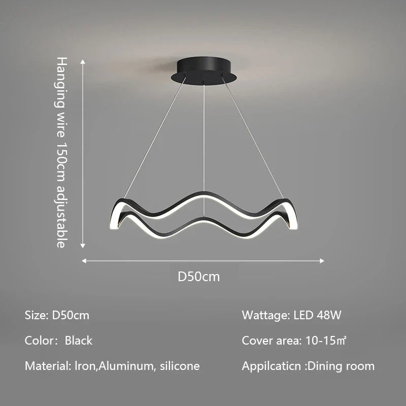 DecorBites™ Circle Wave LED Pendant Chandelier for Modern Living Dining Bedroom Lighting