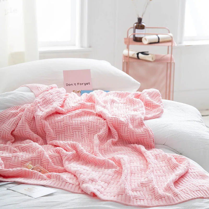 Manta jacquard acogedora DecorBites™: Chal de punto de color liso 100% algodón para la oficina o el hogar