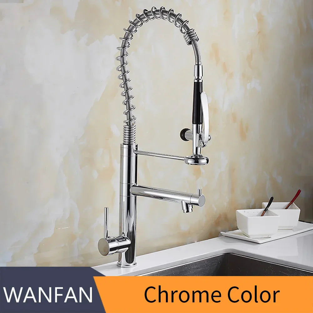DecorBites™ Black Chrome Tall Kitchen Faucet with Pull Down Spray and Swivel Spout