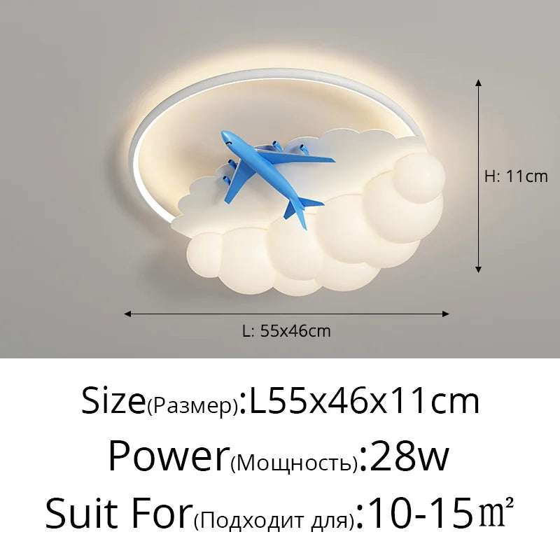 DecorBites™ Kids Cloud Airplane Ceiling Light: Modern LED Bedroom Chandelier for Boys and Girls