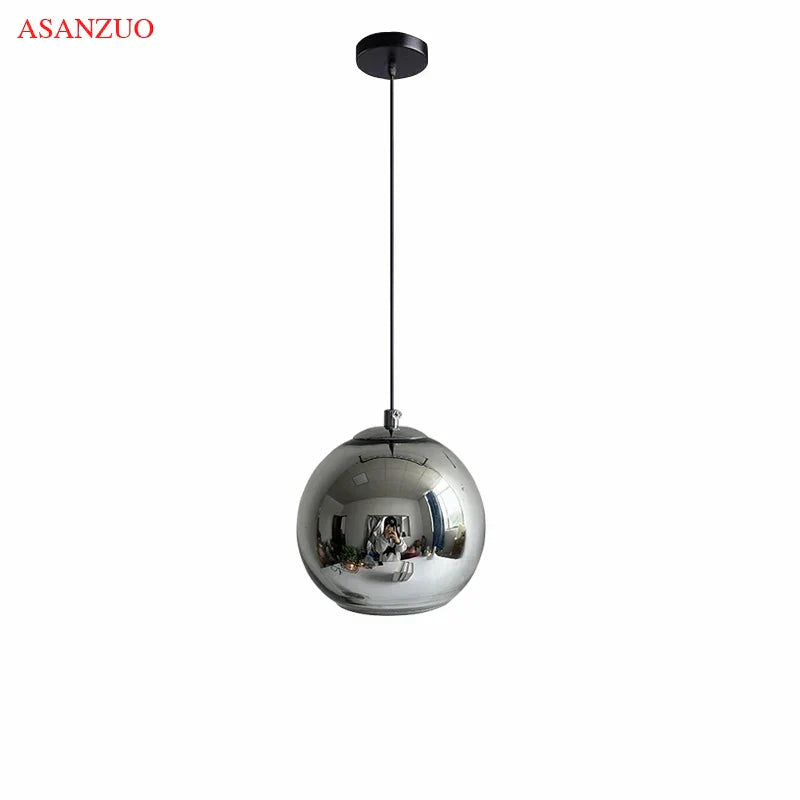 DecorBites™ Glass Pendant Lights 15cm/20cm Round Ball Hanging Lamp in Golden/Copper/Silver Plating