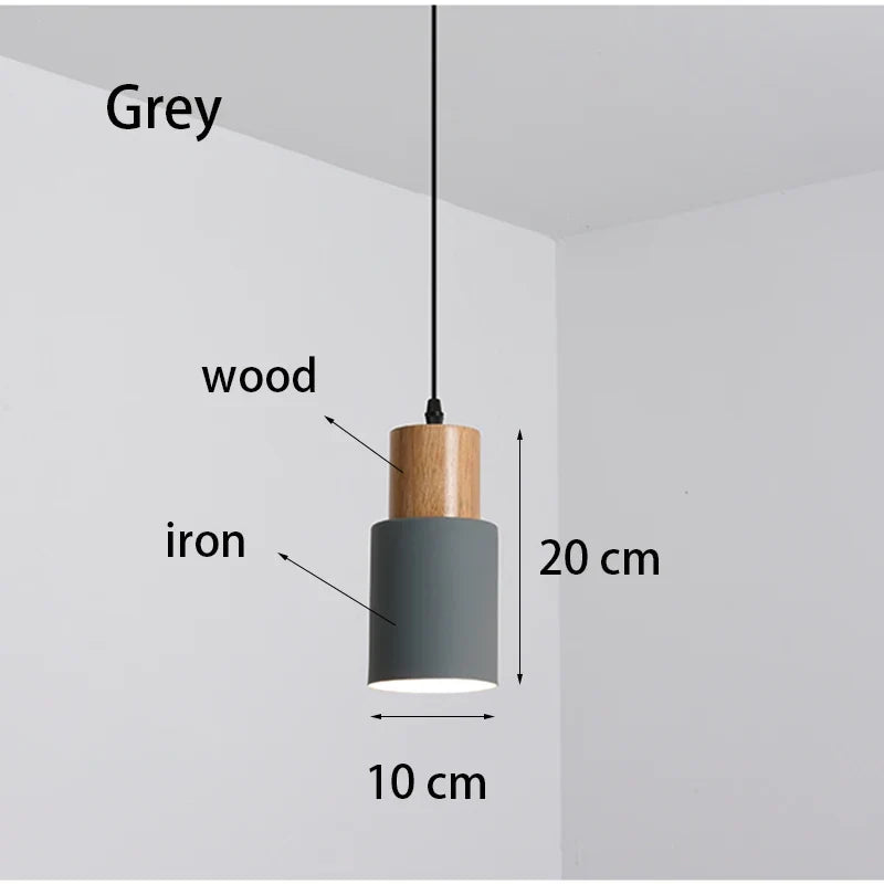 Minimalist Nordic Wood and Metal Single Pendant Light