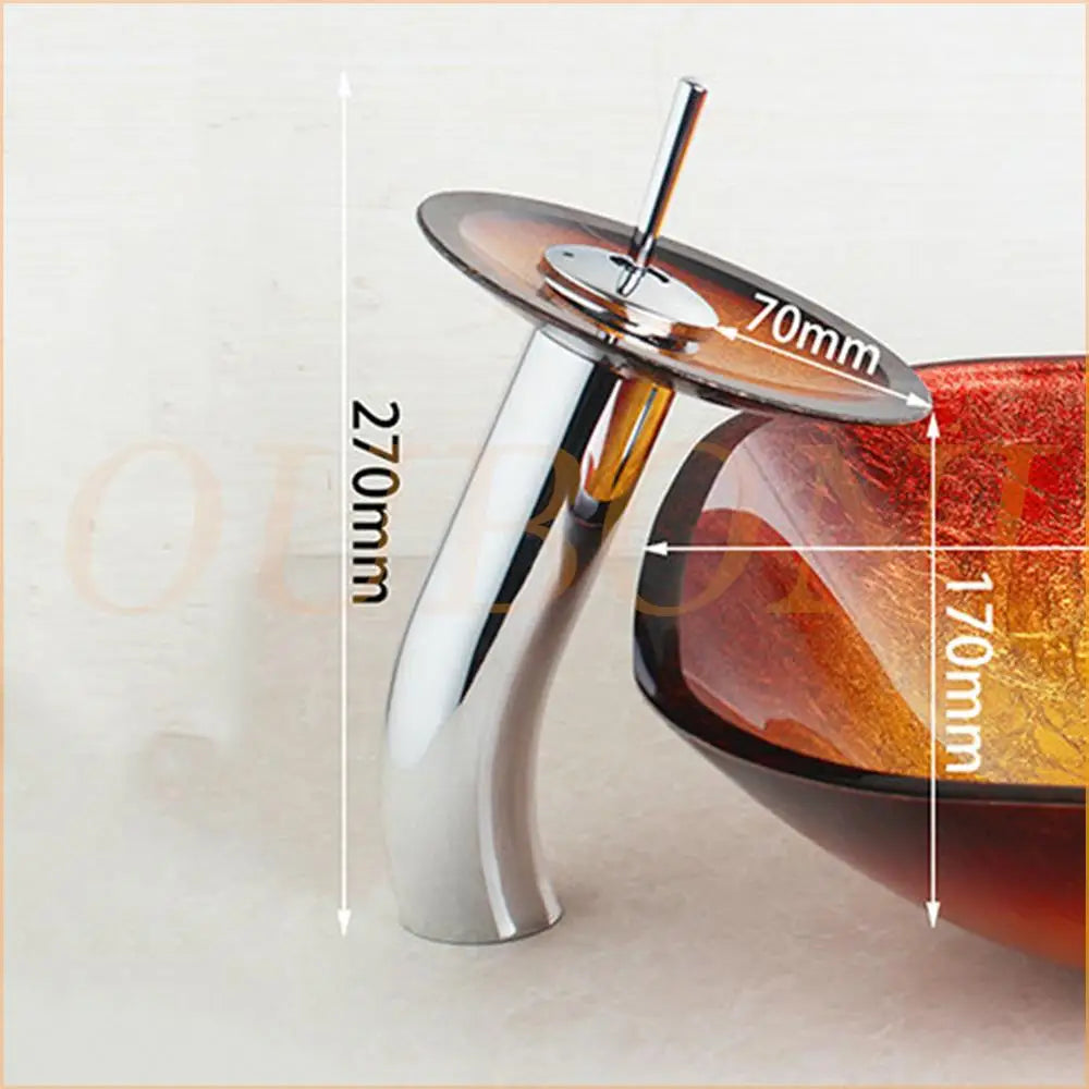 DecorBites™ Black Glass Waterfall Bathroom Sink Tap Mixer Faucet