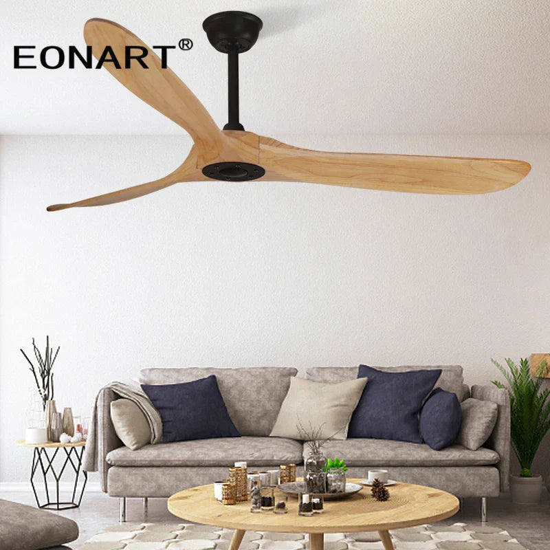 DecorBites™ 60" Solid Wood DC Ceiling Fan Without Light & Remote Control