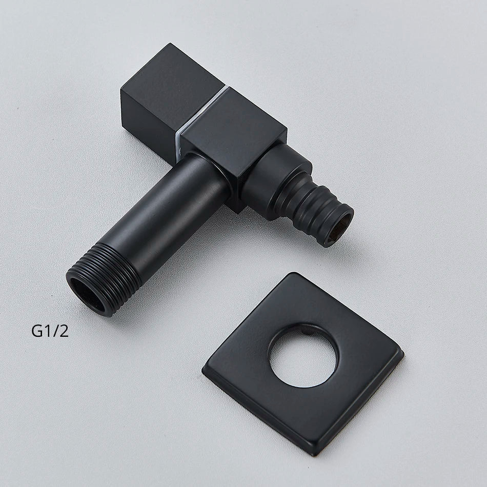 DecorBites™ Black Brass Wall Mounted Washing Machine Faucet for Outdoor Use