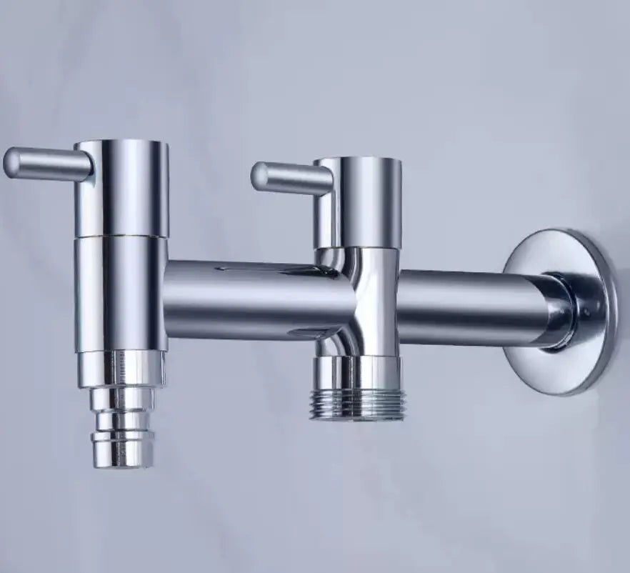 DecorBites™ Brass Double Handle Garden Faucet Bibcock - Multipurpose Toilet & Washing Machine Tap