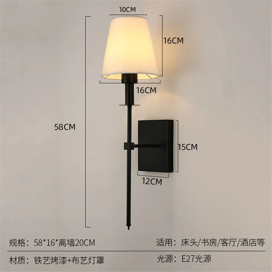 DecorBites™ Cloth Lampshade Wall Sconce for Home Decor & Bathroom Mirror Light