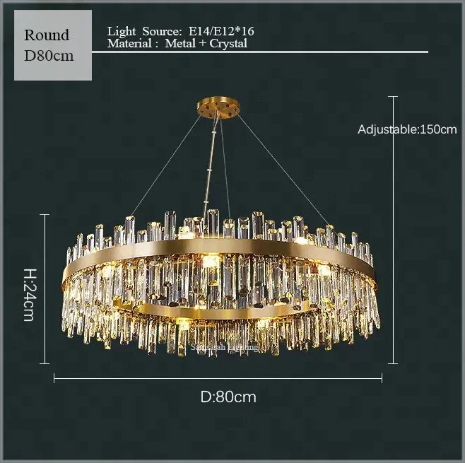 DecorBites™ Crystal LED Chandelier for Luxurious Living & Dining Spaces
