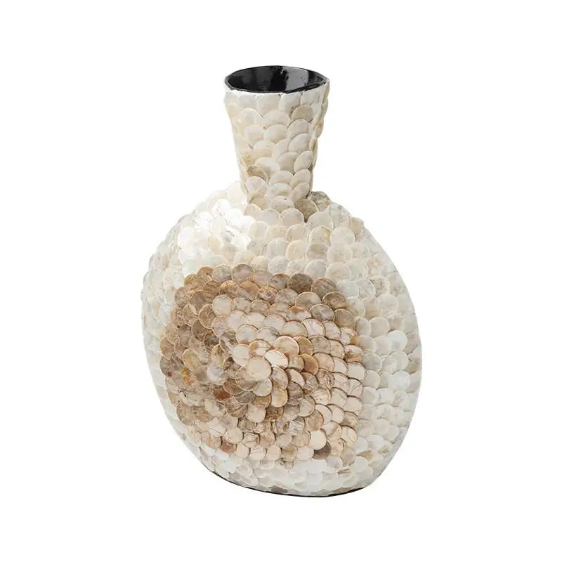 DecorBites™ Golden Shell Art Vase: Handmade Luxury Desktop Flower Arrangement & Home Decor