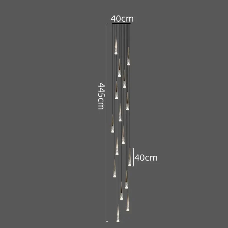 DecorBites™ LED Nordic Staircase Chandelier Golden Black Indoor Lighting