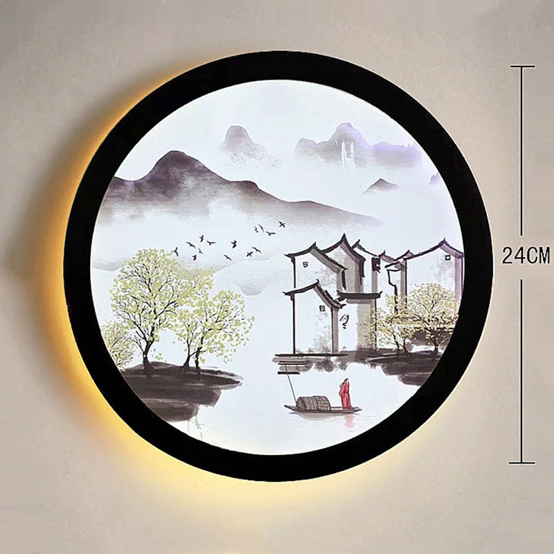 Decorbites™ Industrielle Acryl-Runde Wandlampe | Vintage Wandleuchten mit Wandmalerei für Schlafzimmerdekoration