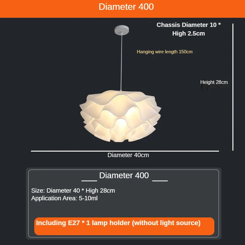 Lámpara de araña DecorBites™ Love Me Not: Lámpara sencilla con forma de flor blanca para dormitorio o cocina