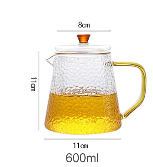 DecorBites™ Heat-Resistant Glass Teapot with Pu Erh Infuser for Tea Brewing