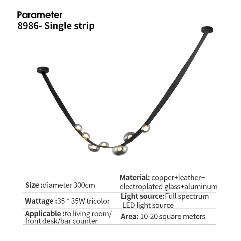 Lámpara de araña DecorBites™ de cuero de lujo italiano para comedor y sala de estar