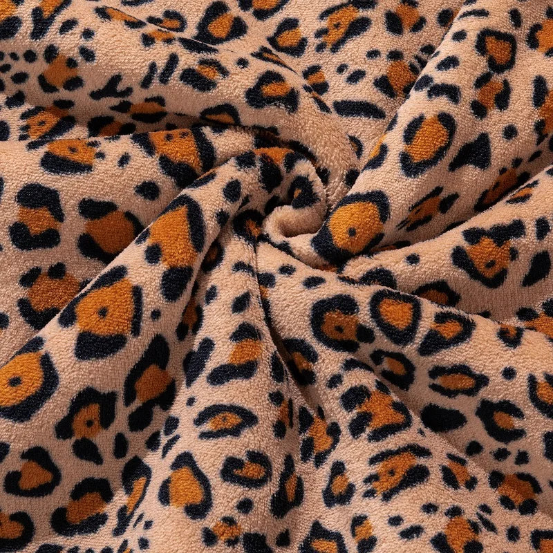 DecorBites™ Double Layer Leopard Print Coral Fleece Blanket - 150X200Cm Office Bedspread